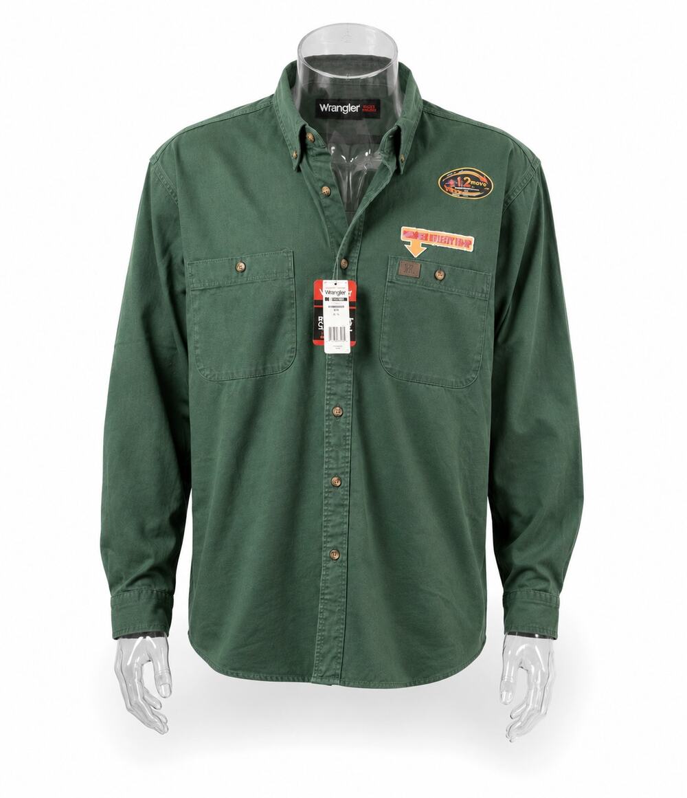 Wrangler RIGGS Workwear Button Front Utility XL Green Cotton Work Shirt NWT